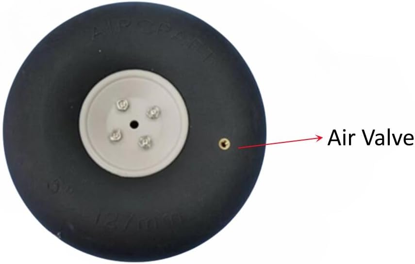 Fixed Wing Model Aircraft Wheel 5 Inches Inflatable PU Wheels Pneumatic Tires Landing Gear Wheel for RC Plane Replacement Parts (2pcs 5.0 Inch/ D127mm)