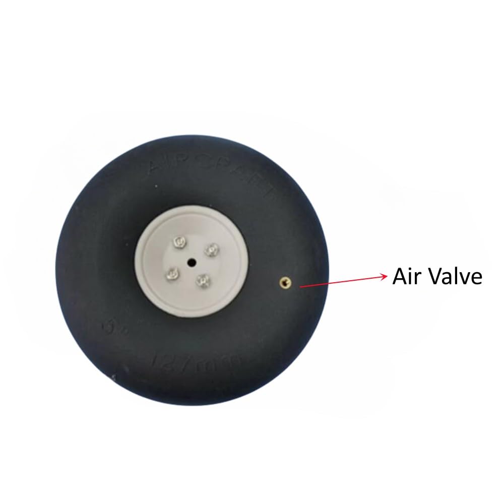 1 rueda de avión modelo de ala fija de 5.5 pulgadas, ruedas inflables de poliuretano, ruedas neumáticas, rueda de tren de aterrizaje para piezas de repuesto de avión RC (1 pieza de 5.5 pulgadas de