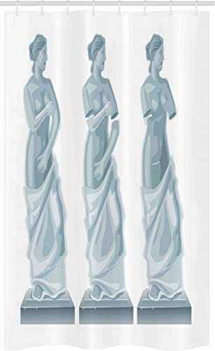 ABAKUHAUS Venus Schmaler Duschvorhang, Liebe Schönheit Göttin Venus, Badezimmer Deko Set aus Stoff mit Haken, 120 x 180 cm, Blau Grau & Weiß