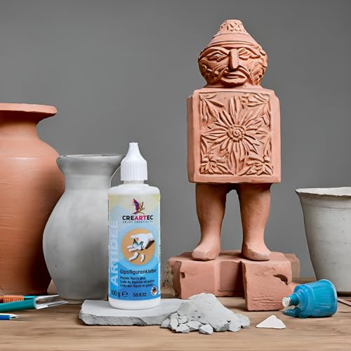 CREARTEC Gipsfiguren Kleber – 100 g- zum Verkleben und Reparieren von Gegenständen aus Gieß & Modelliermasse,Porzellan,Steingut,Zement und Terracotta – Einfärbbar - hohe Festigkeit – Made in Germany