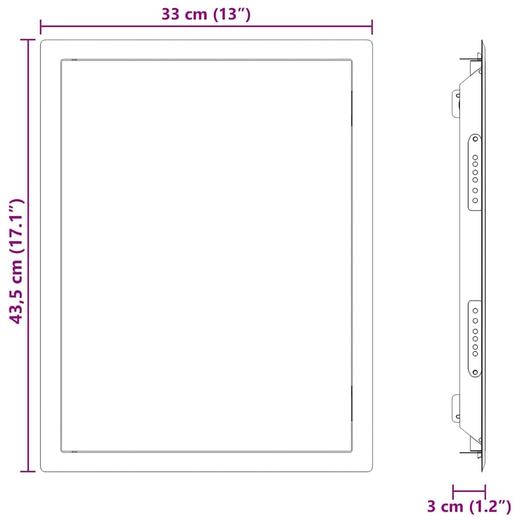 Puerta de acceso blanca 43,5 x 33 x 3 cm de acero con ángulo de apertura de 140°, tapa de revisión resistente a la intemperie para pared, techo, suelo, puerta de inspección para sanitarios