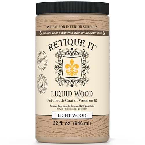 Retique It New and Improved Formula Liquid Wood Coatings - Stainable Primer - Paint It then Stain it (Light Wood, Large)