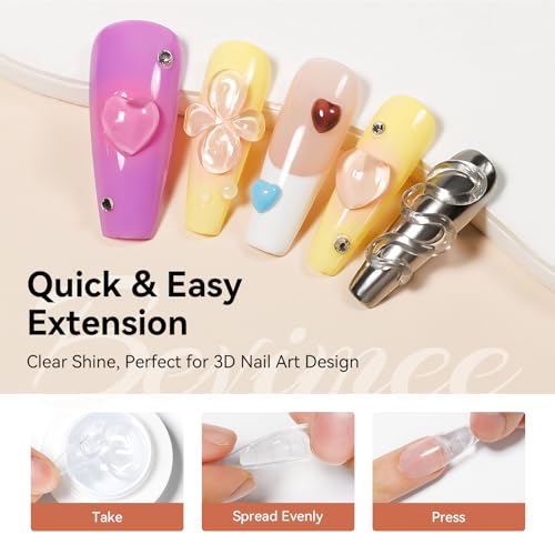Bevimee Solid Builder Gel and 15g Rhinestones Glue, Sculpting Gel for Nail Art Clear Non-Stick Hand for Modeling, Sculpture, Nails Extension UV/Led Manicure DIY At Home — view 4