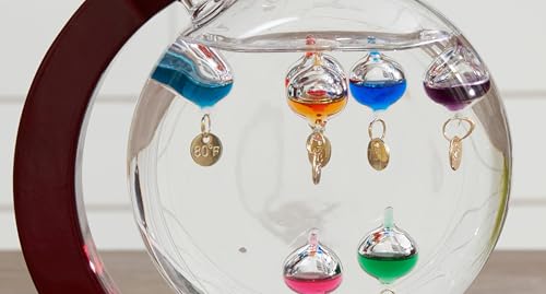 Round Shaped Galileo Thermometer with 7 Colored Balls from 60ºF to 84ºF Glass Galileo Thermometer Gorgeous Gift for Family or Friends Present Home, Office Indoor and Outdoor Décor by JINGYUE - Image 6