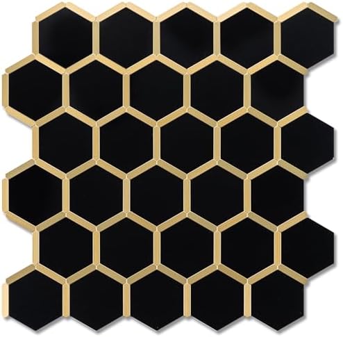 Hexagon Peel and Stick on Backsplash for Kitchen and Bathroom, Bl...