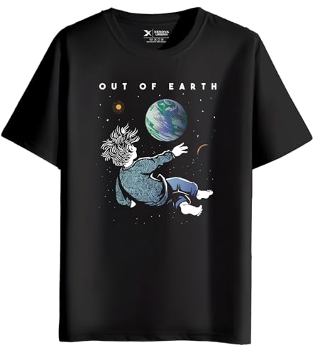 Image of XENOVAURBAN Men's Graphic Printed RN-Earth Round Neck Regular and Plus Size Cotton T-Shirt