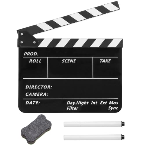 Snnisttek Film Slate Clapper Board, Acrylic Black Movie Directors Clapboard