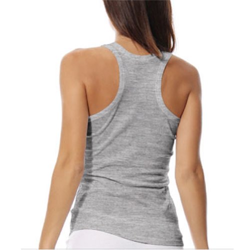 S-ZONE Women's Sleeveless Athletic Sport Gym Workout Fitness Model Muscle Racer Back Vest Tank Tops, Grey, Tag size M=(UK S)