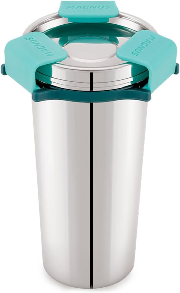 Magnus Stainless Steel Revlock Glass Glossy (500 ml) |Leak-Proof & Airtight Bottle with Rev Lock Lid - Perfect for Travel, Office, and Kids | Ideal for Juice, Lassi, Buttermilk |Sleek & Portable