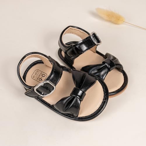 Image of HsdsBebe Baby Girls Sandals Bohemia Flower Bow Soft Sole Toddler First Walkers Beach Summer Shoes
