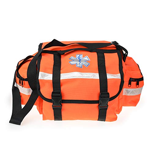 Image of Dealmed First Responder Trauma Bag - Fully Stocked EMS Emergency Kit - Orange Professional Equipment Organizer