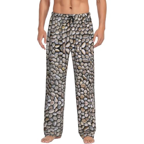 Pantalon de pyjama homme noir XX-Large fluide imprimé galets