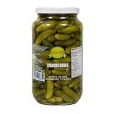 Sanniti Spanish Cornichons in Brine, 31.7 oz (900g), Drained Wt. 17.7 oz (500g) | Crisp Mini Gherkins...