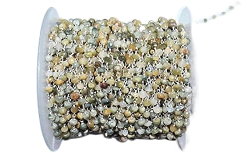 Chaîne rosary en oeil de chat facetté pour fabriquer un collier bohème