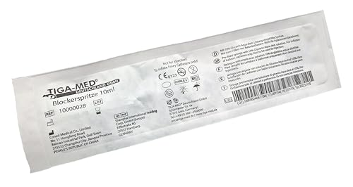 TIGA-MED Blockerspritze 10 ml – steril einzeln verpackt | Wasser-Glycerin-Gemisch gegen Ballondiffusion | für Ballonkatheter & Harnblasenkatheter | 5 Stück