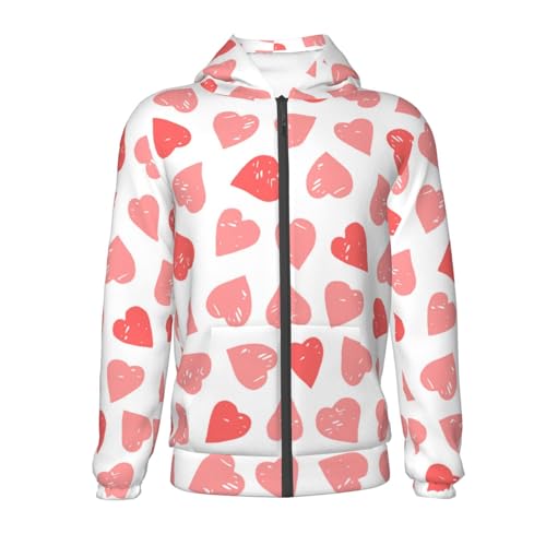 Pink Hearts1 Kid Hoodies Boys Zip Up Sweatshirts Girls Pullover with Pocket2