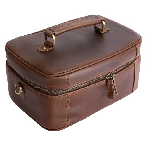 Elizo Leather Toiletry Bag For Women Large Cosmetic Travel Bag Top Handle Zipper Makeup Bags For Women Toiletries Adjustable Dividers Shampoo, Full Sized Container, Travel Organizer For Accessories #TOP4