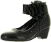 Little Angel BA62 Leatherette Chiffon Bow Ankle Cuff Kiddie Heel Wedge Sandal (Toddler/ Little Girl/ Big Girl) - Black