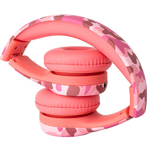 Image of Snug Play+ Kids Headphones - Volume Limited 93dB for Safe Listening - Foldable, Durable Headphones for Toddlers, Boys & Girls - Tangle-Free Cord - Ideal for Travel, School, Tablets - Pink Camo