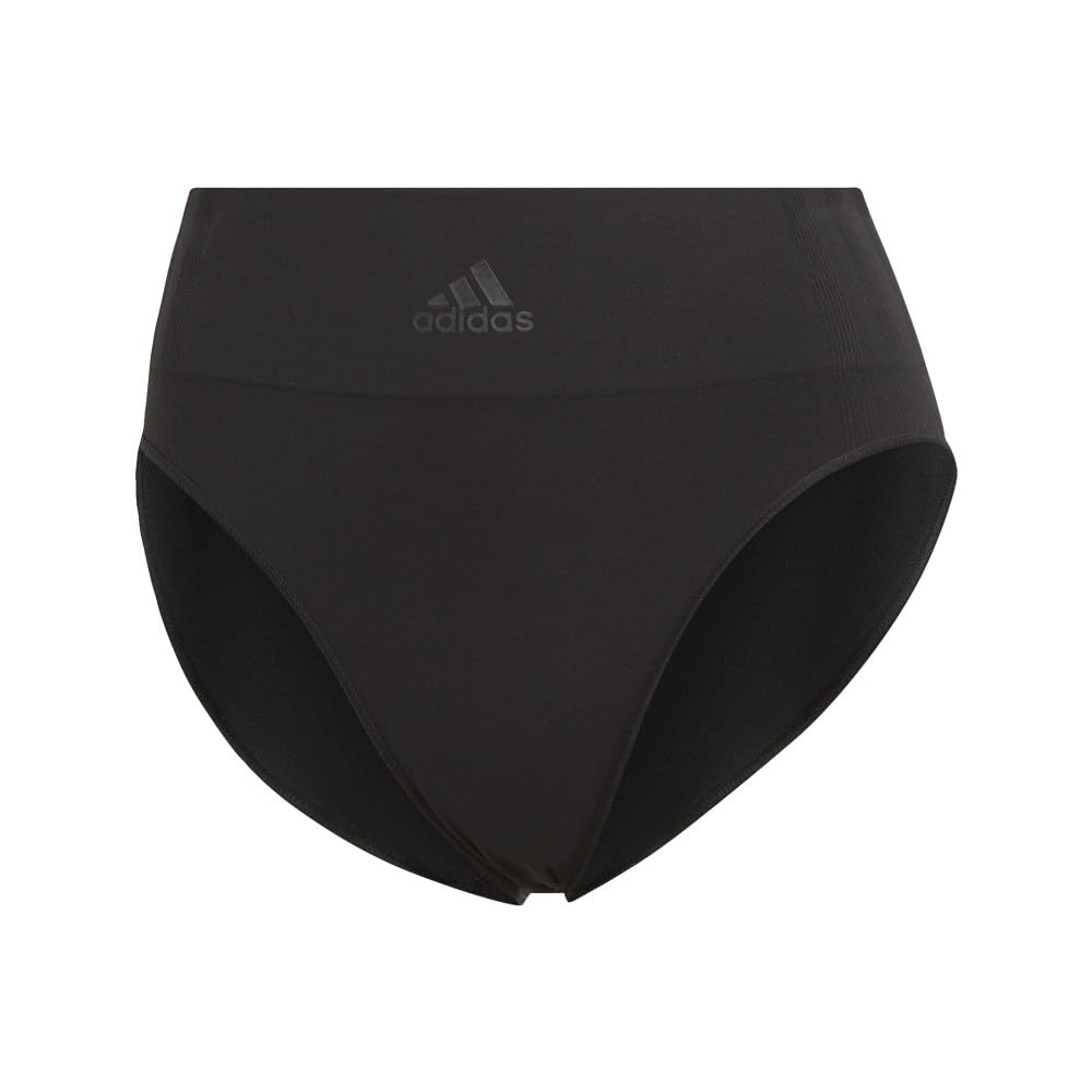 adidas Women's Seamless Hi-Leg Brief Panty Underwear, Black/Black, Medium (Pack of 2)