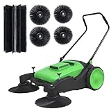 KARHDIR 41' Industrial Walk-Behind Hand Push Floor Sweeper,14.5 Gallon Large Capacity, 46000 SqFt/Hour, Indoor, Outdoor Use Cleaning of Dust Litter Grass