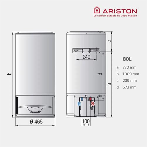 Chauffe eau thermodynamique ARISTON Lydos Hybrid Wifi 80 Économie d'énergie Installation murale - vue 5