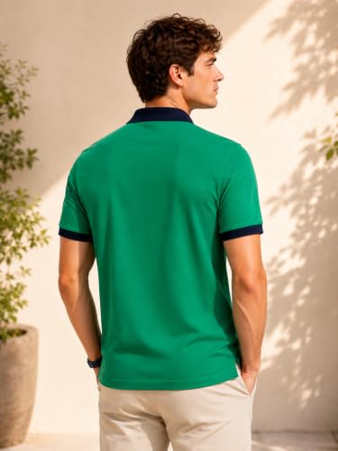 Image of Mens Pique Polo T-Shirt | Cotton Rich, Smart Fit Polo with Embroidered Logo | Casual & Sports Wear | Polo T-Shirt for Men