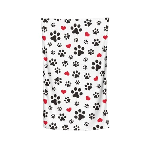 VOOHDDY Cachorro gato pata coração impressão amor gatinho toalha de praia macia absorvente microfibr