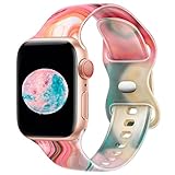Maledan Suave Silicona Correa Compatible con Apple Watch Correa 38mm 40mm 41mm para Mujer, Correa con Estampado Floral por iWatch Correa Series 7 6 5 4 3 2 1 SE, 38mm/40mm/41mm, Galaxia