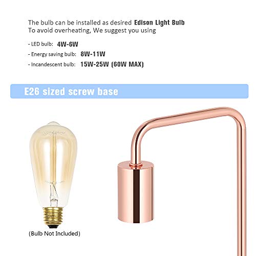 Industrial Nightstand Lamps, Edison Table Lamp, Small Rose Gold Metal Desk Lamp Suit For Bedside Dressers Coffee Table In Bedroom, Guest Room, Office, Set Of 2 #TOP2