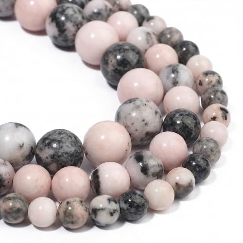 Yochus 45pcs Pink Zebra Beads，8mm Healing Power Natural Stone Round Loose Beads for Jewelry Making Earring Necklace DIY Crafts