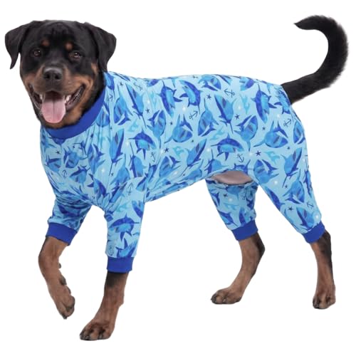 LovinPet Pitbull Shirts, Dog Clothing, Sea Shark Action Print, 3XL