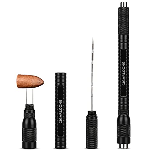 CIGARLOONG Zigarrenlocher 4-in-1, einziehbarer und ausschraubbarer Lochöffner, scharfer Lochöffner (Farbe: schwarz) Cover