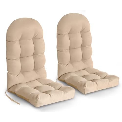 GREENVINES Adirondack-Chair-Cushions-Set-of-2 | Polyester | Waterproof | Outdoor High Back Rocking Chairs Cushion | Seat with Ties | Non-Slip | Thicke
