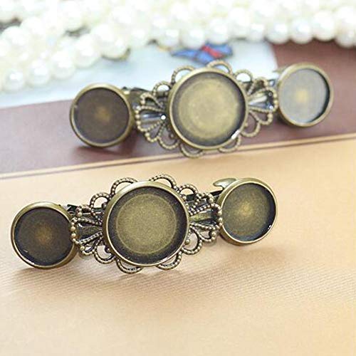 10 Pieces Metal Hair Clips with Round Tray Base for 12mm and 16mm Cabochon Settings, Hair Barrettes with Hairgrip Base for DIY Hair Accessories Making, Antique Bronze image 5