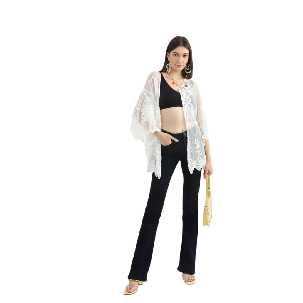 Bedazzle | Women's Crochet Lace Swimsuit Cover Up Beach Kimono Dress | White FS - Review, Price and Buying Guide