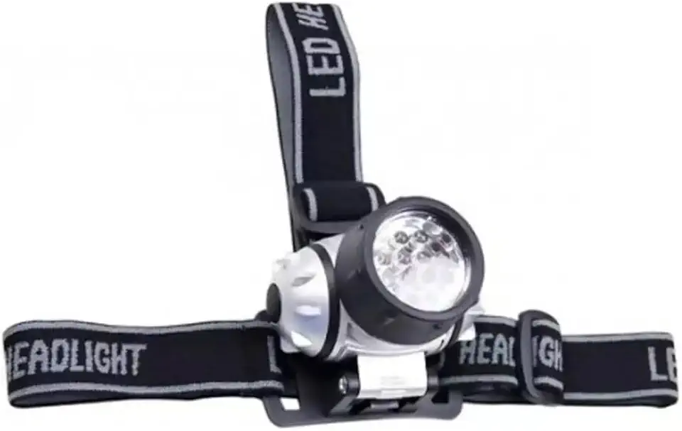 Lanterna de Cabeça com 7 LEDs e Suporte Ajustável a Pilhas para Pesca, Ciclismo, Acampamento, Caminhada