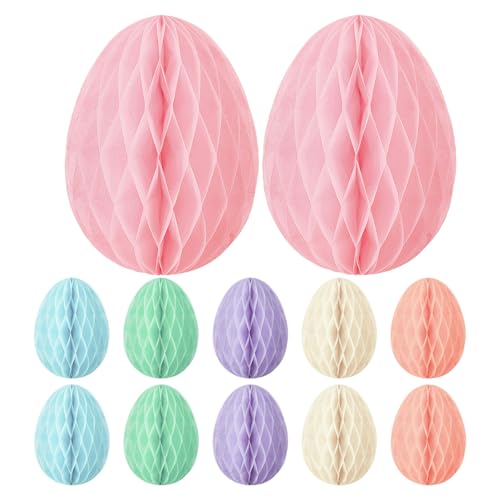 Alipis 12 Pièces Ornements Œufs Alvéolés Colorés à Suspendre pour Décoration de Pâques et Fête Boules Papier Pastel pour Arbre de Noël et Anniversaire Décorations Festives Réutilisables