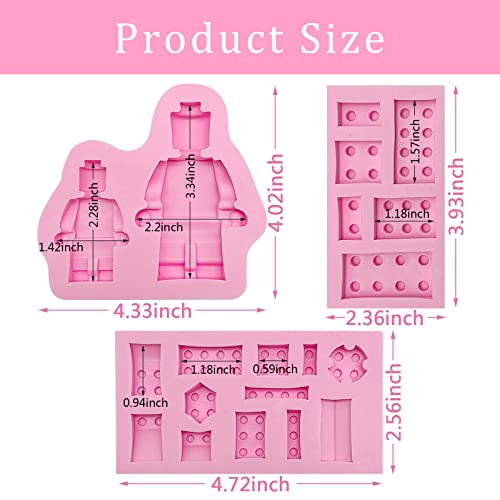 Robot Chocolate Fondant Molds, Building Bricks Silicone Molds (3 Pcs) For Kids Cake Cupcake Decorating, Children's Party Scene Arrangements, Candy, Ice, Mousse, Bread, Muffins, Epoxy Crafts, Clay Mold #TOP5