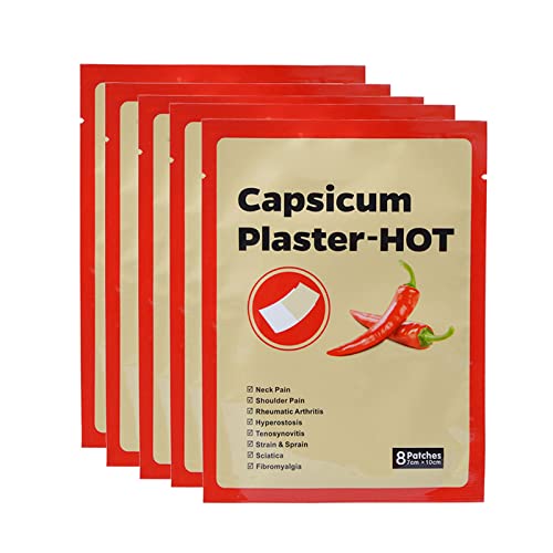 40 Parches para el Dolor de Espalda, Parches para Aliviar el Dolor, Extracto de Capsaicina para Eliminar las Molestias, Pegatinas Transpirables para la Tensión Muscular Cover