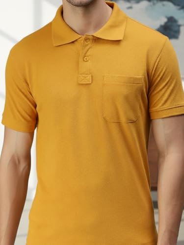 Image of Lux Cozi Men's T-Shirt with Chest Pocket | Polo T-Shirt for Man | Plain Casual Stylish | Half Sleeve| Cotton Blend Collar Polo T-Shirts for Men