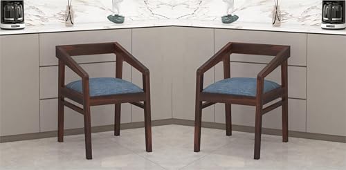 Image of SUNCOM Solid Sheesham Wood Chair Set of 2 for Living Room | Wooden Dining Chair | Home Dining Room Furniture (Walnut Finish, 2 Chairs)