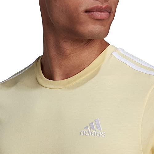 Image of Adidas Mens M 3S Sj T T-Shirt (Hl2250 2Xl, Almost Yellow /White, 2Xl)