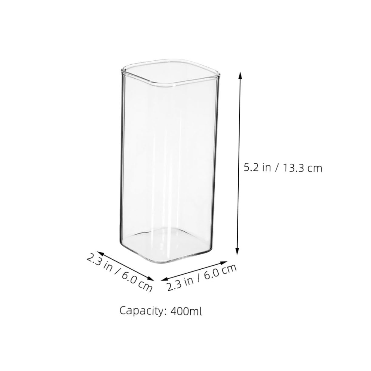 Set 3 Bicchieri Giapponesi in Vetro 301-400ml Microonde | Bocca Quadrata, Corpo Dritto, per Uso Quotidiano e Tutto Giorno, Stile Semplice