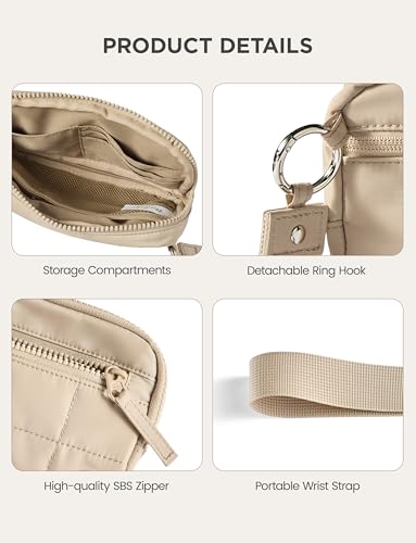 Image of Uselike Womens Wallet Card Holder Purse with Zipper Quilted Phone Wallet RFID Blocking Small Wristlet Wallets for Everyday, Travel (Light Khaki)