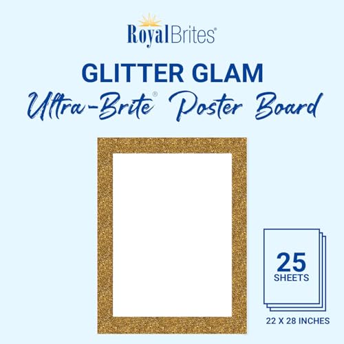 Royal Brites Ultra Brite Gold Glitter Frame White Poster Board, 22 x 28 Inches (25 Sheet Pack),24448 - Thumbnail 2