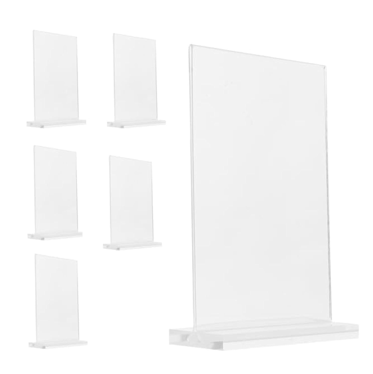 Alipis 6Pcs Acrylic Sign Holder, A6 Clear Sign Display Stand Double Sided, T Shape Vertical Table Menu Stand Display Holder Poster Frame Flyer Display Shelf for Office Store Restaurant, 15.2 x 10cm