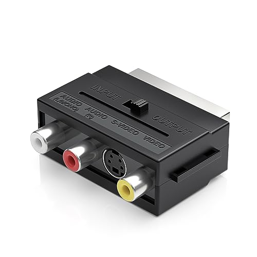 VTOP HermesLink SCART-RCA | Adaptador SCART a RCA Bidireccional con S-Video – Convertidor de Señal Dos Vías para DVD, TV, Consolas Retro, Decodificador