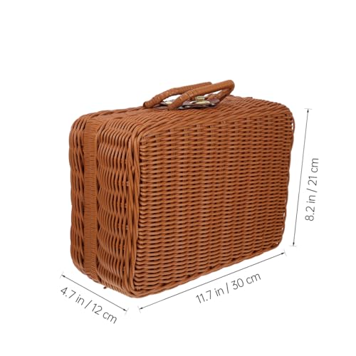 Tomaibaby Geflochtener Nachahmung Rattan Koffer Mit Schloss Und Auskleidung Kompakter Handgewebter Koffer Für Aufbewahrung Picknick Und Garten 12X8X4 Zoll