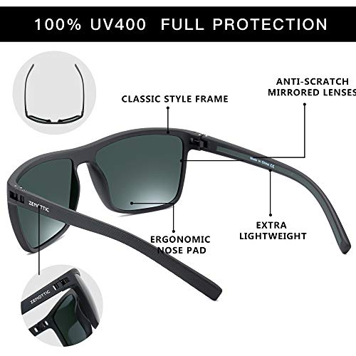 Image of ZENOTTIC Polarized Sunglasses for Men Lightweight TR90 Frame UV400 Protection Square Sun Glasses